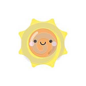 Cute smiling sun character icon