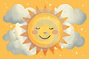 cute smiling sun childish AI generated