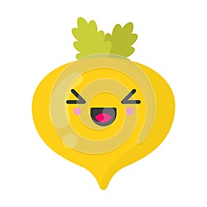 Cute smiling turnip, isolated colorful vector vegetable icon