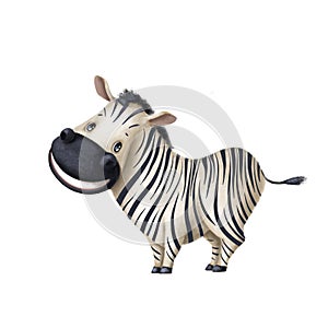 Cute smiling zebra, watercolor style illustration, animal clipart with cartoon character