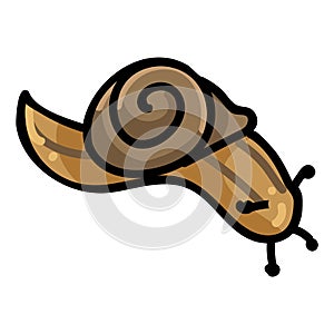 Cute snail cartoon vector illustration motif set. Hand drawn isolated garden creepy crawlie elements clipart for brown helix shell