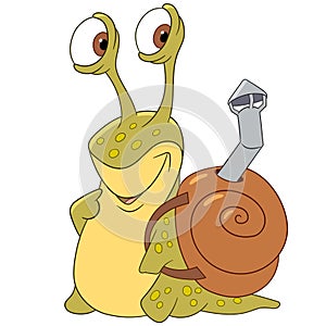 Cute snail with a shell