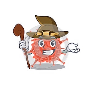 Cute and sneaky Witch orthocoronavirinae cartoon design style photo