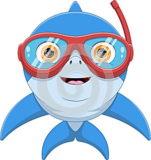 cute snorkeling dolphin cartoon