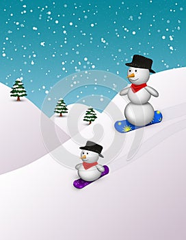 Cute Snowboarding Snowmen