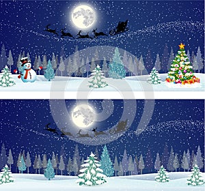 Cute snowman on the background of night sky