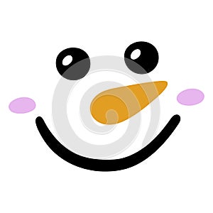 Cute snowman face. Christmas snowman head. Simple illustration