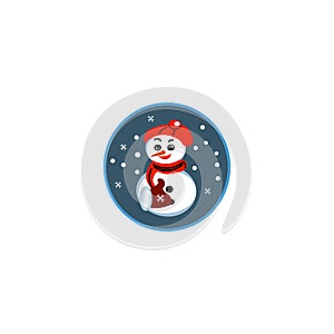 Cute Snowman and inscription Let it snow. Vecrtor Illustration can be used for kids t-shirt print, christmas card etc.