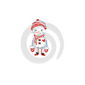 Cute Snowman and inscription Let it snow. Vecrtor Illustration can be used for kids t-shirt print, christmas card etc.