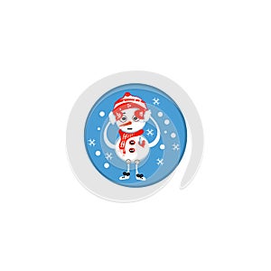 Cute Snowman and inscription Let it snow. Vecrtor Illustration can be used for kids t-shirt print, christmas card etc.