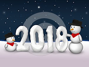 Cute Snowmen 2018 Illustration