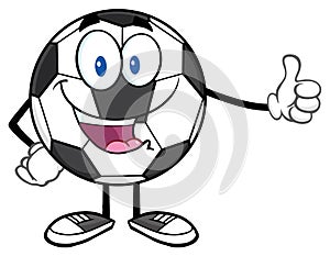 Cute Soccer Ball Cartoon Mascot Character Giving A Thumb Up