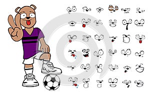 Cute Soccer futbol bear kid cartoon expressions collection