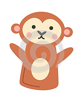 Cute soft monkey animal puppet flat icon Handmade toys