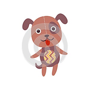 Cute soft puppy plush toy, stuffed cartoon dog vector Illustration