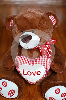 Cute soft toy teddy bear with heart love