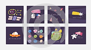 Cute space backgrounds with space objects