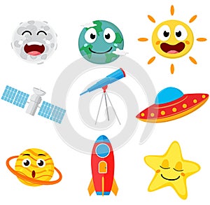 Cute space cartoon collection set