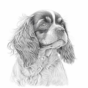 Cute Spaniel Dog Sketch Coloring Page - Artistic Canine Illustration