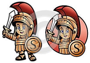 Cute spartan kid cartoon