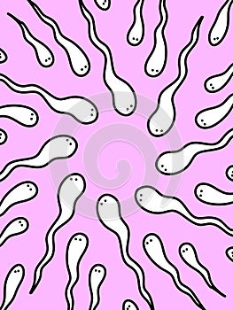 Cute sperm cartoon on pink background