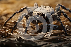 A cute spider in macro mode on carpet