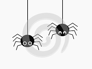Cute spiders hanging on the web