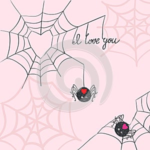 Cute spiders in love.