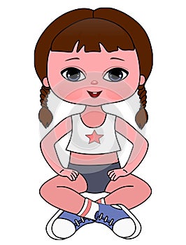 cute sports girl , cute, girl child coloring page , sportswear , illustration