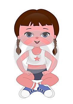 cute sports girl , cute, girl child , sportswear , illustration