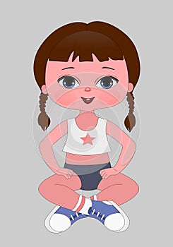 cute sports girl , cute, girl child ,sportswear , illustration