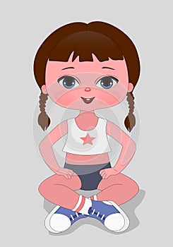 cute sports girl , cute, girl child , sportswear , illustration