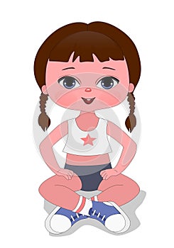 cute sports girl , cute, girl child , sportswear , illustration