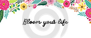 Cute Spring Flowers horizontal banner