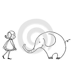 Cute spring girl with elephant