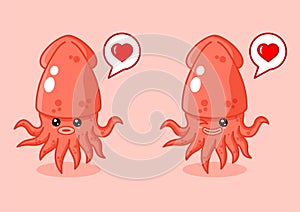 Cute squid mascot cartoon vector