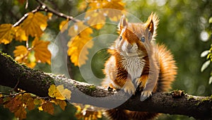 Cute squirrel branch the forest animal outdoor wildlife mammal adorable tree