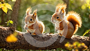 Cute squirrel branch the forest animal outdoor wildlife mammal