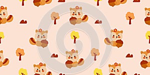 Cute Squirrel seamless baby pattern jungle Scandinavian animals