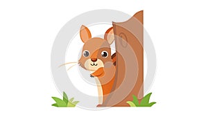 Cute Squirrel on Tree Trunk Vector, vector design Generative AI