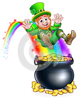 St Patricks Day Leprechaun Rainbow Pot of Gold photo