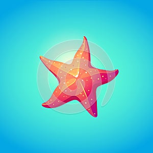 Cute Starfish in bright cartoon style. Symbol of summer vocations