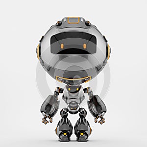 Cute steel little robot toy, 3d rendering