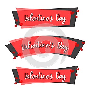 Cute Sticker Happy Valentine`s Day , Banner Valentine Art , Heart and shape Badge , Label Festival Event Promotion , Love