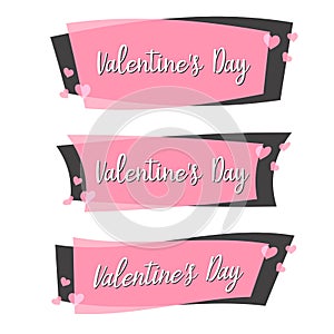 Cute Sticker Happy Valentine`s Day , Banner Valentine Art , Heart and shape Badge , Label Festival Event Promotion , Love