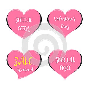 Cute Sticker Happy Valentine`s Day , Banner Valentine Art , Heart and shape Badge , Label Festival Event Promotion , Love