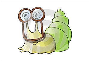 Cute snail in cool goggles