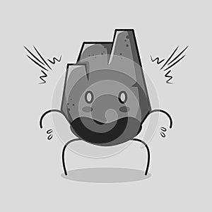 cute stone cartoon with shocked expression. mouth open and bulging eyes