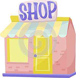 Cute store illustration, cartoon colorful store