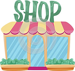 Cute store illustration, cartoon colorful store